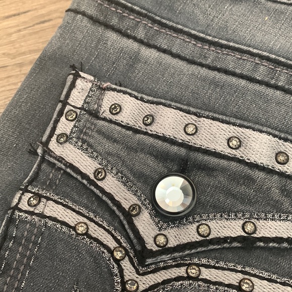 Grey Embellished Rebel & Soul 14 Straight Leg Stretch Jeans 14 - Picture 8 of 8